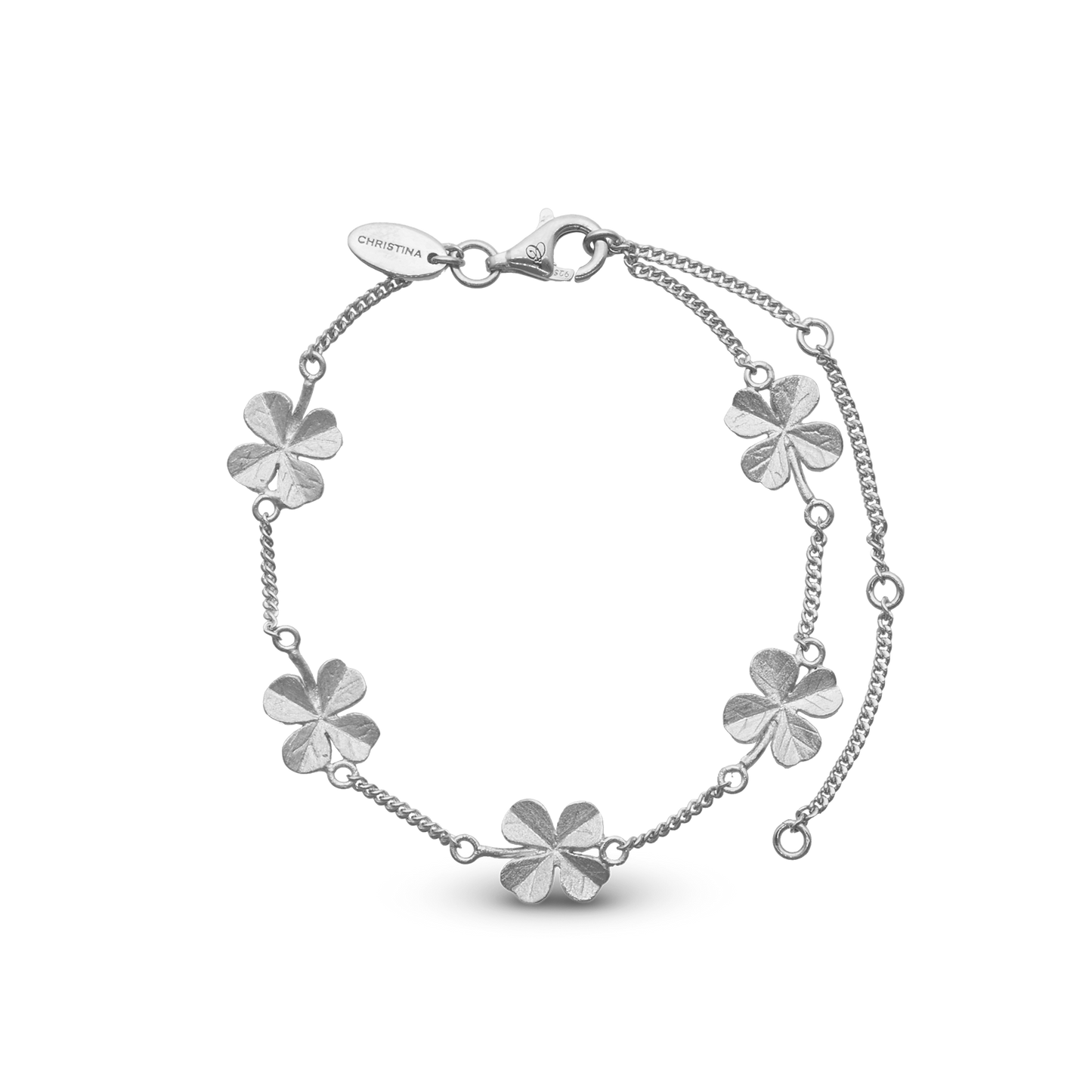 FoWatch Leaf Clover Bracelet - Light brush Sterling Silver
