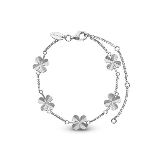 FoWatch Leaf Clover Bracelet - Light brush Sterling Silver