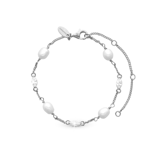 Light Me Up Bracelet - Polished Sterling Silver with Ferskvandsperler