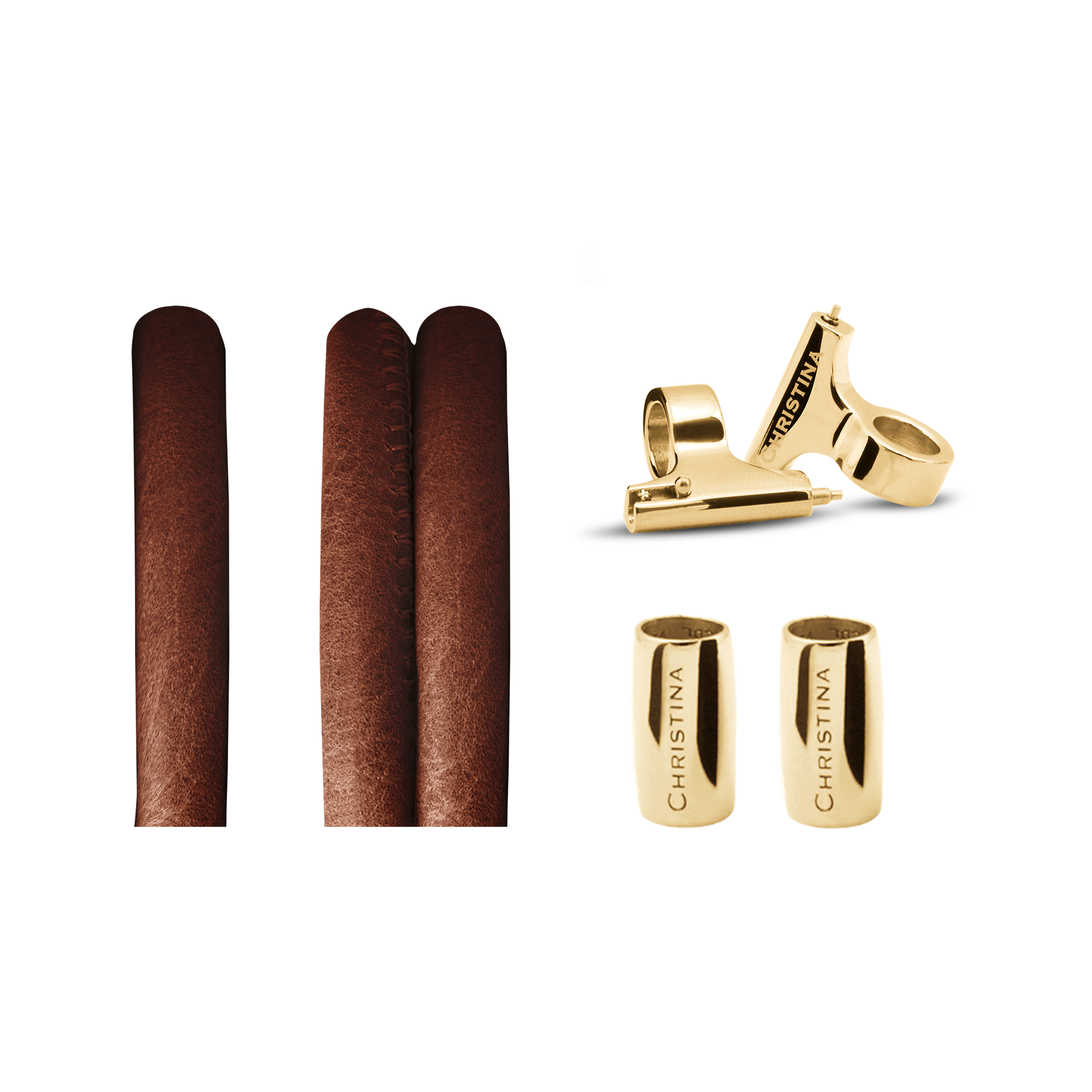Classic Leather set for Watch - Cognac with 16 mm Gold Plated T-Bars