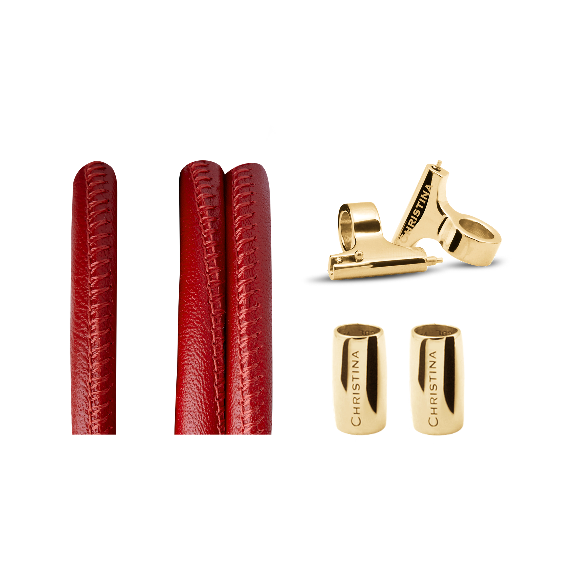 Classic Leather set for Watch - Red - CHRISTINA