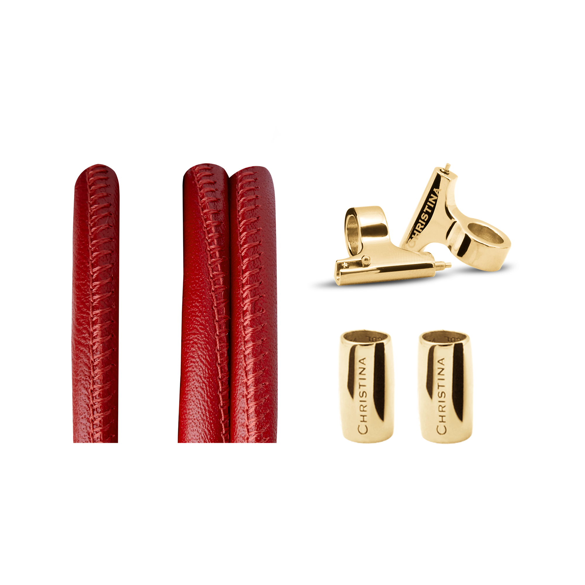 Classic Leather set for Watch - Red - CHRISTINA