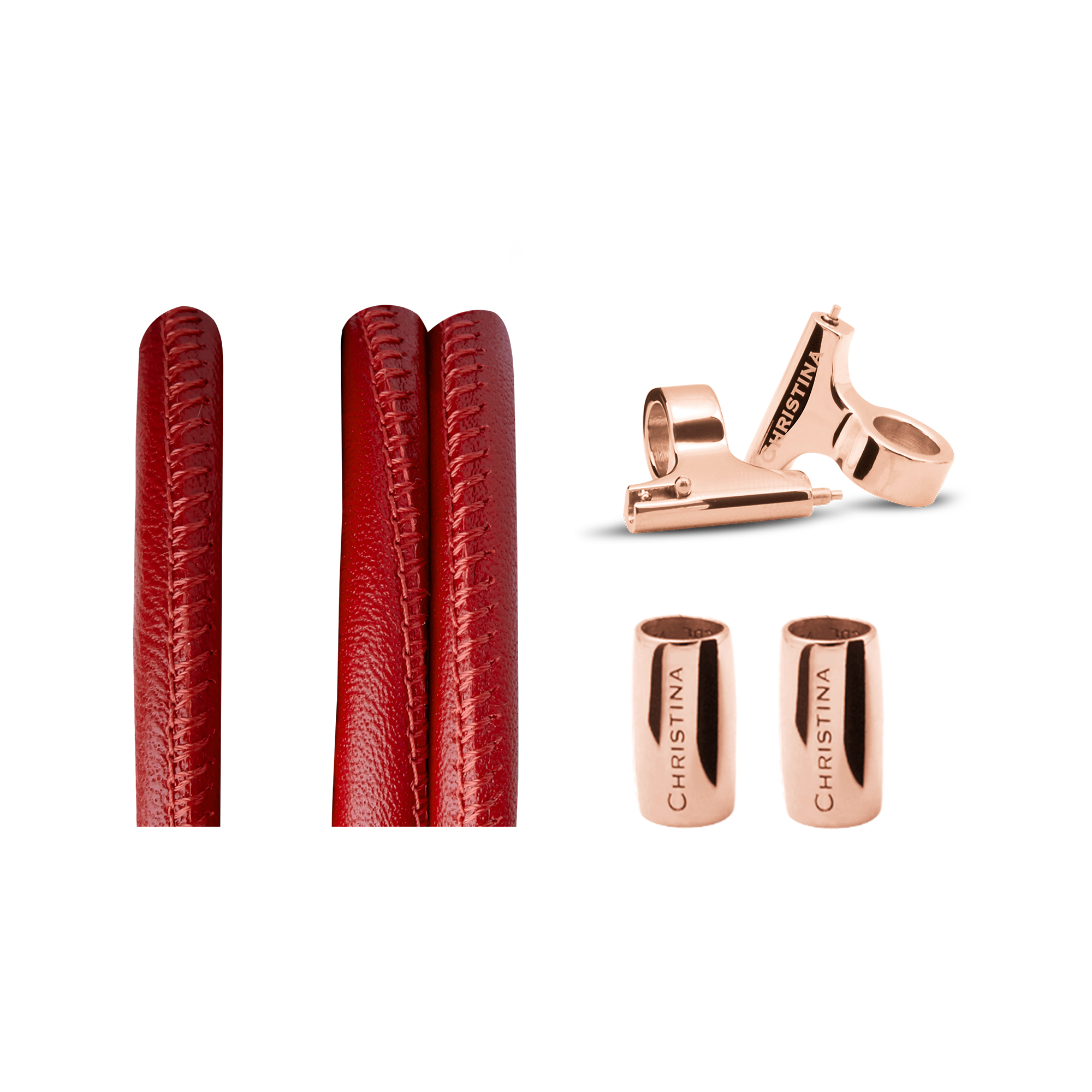 Classic Leather set for Watch - Red - CHRISTINA