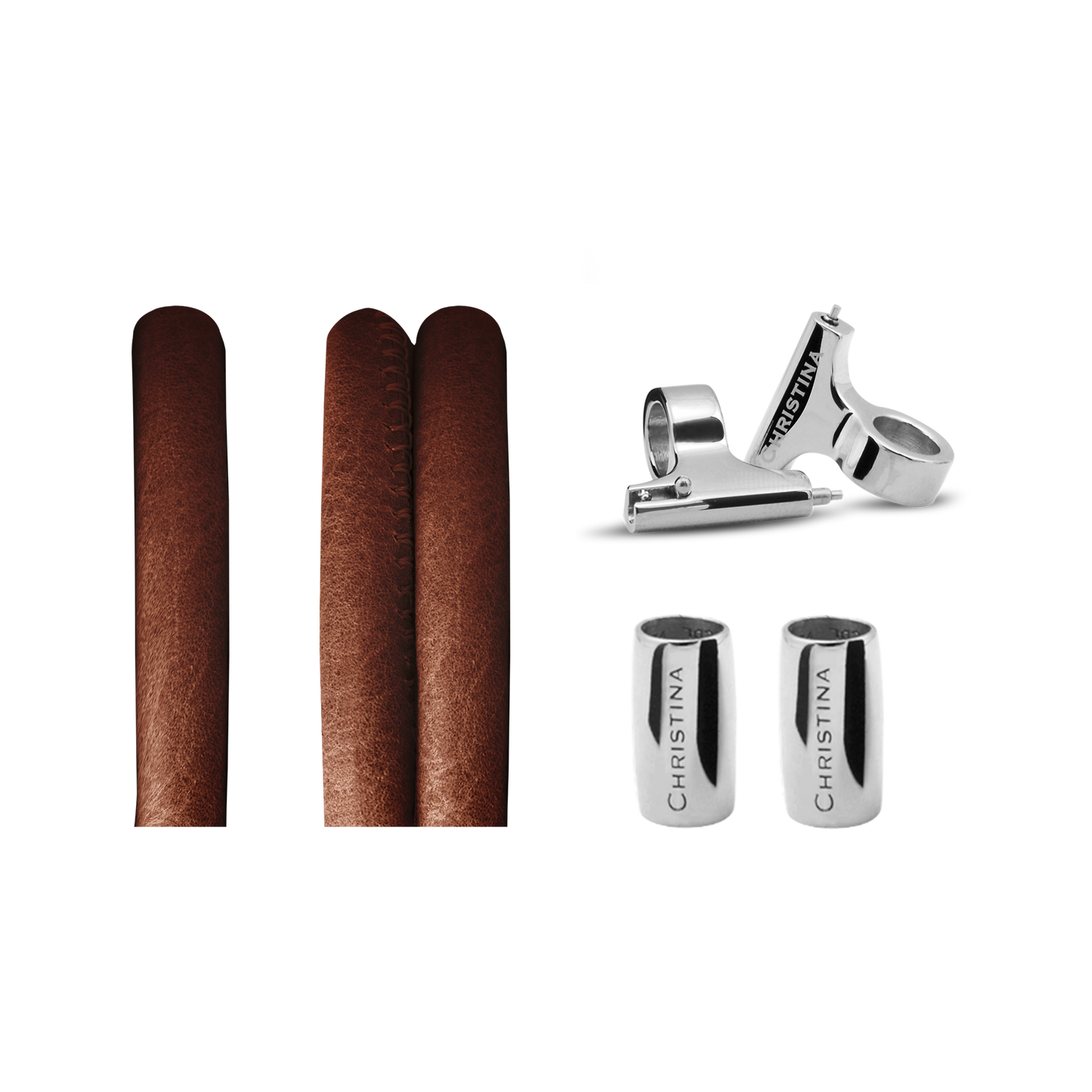 Classic Leather set for Watch - Cognac with 16 mm Steel T-Bars