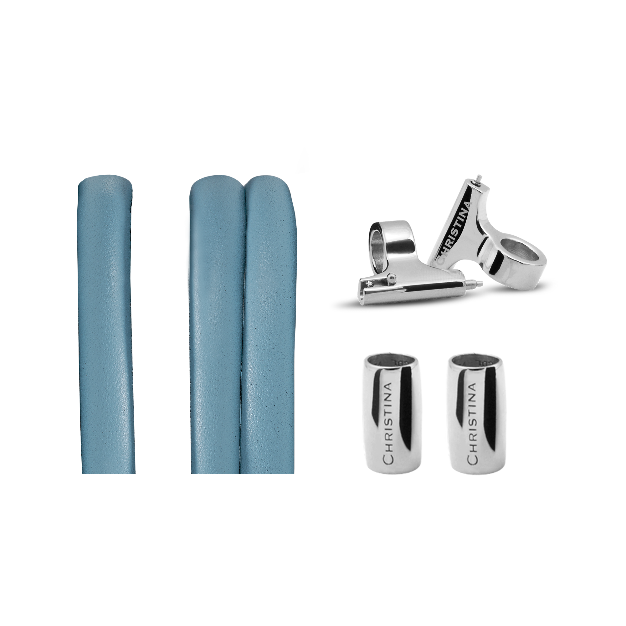 Classic Leather set for Watch - LyseBlue with 16 mm Steel T-Bars