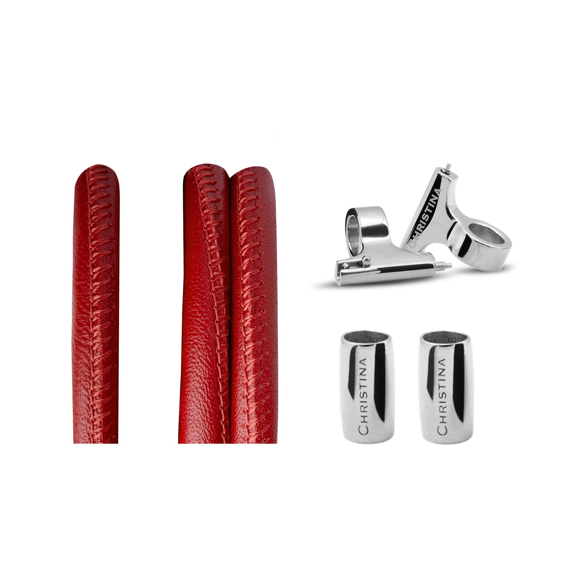 Classic Leather set for Watch - Red - CHRISTINA