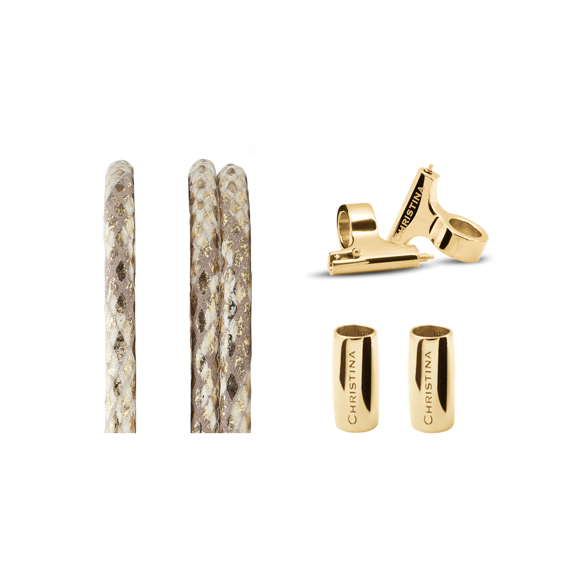 Slim Leather set for Watch - Gold Snake - CHRISTINA