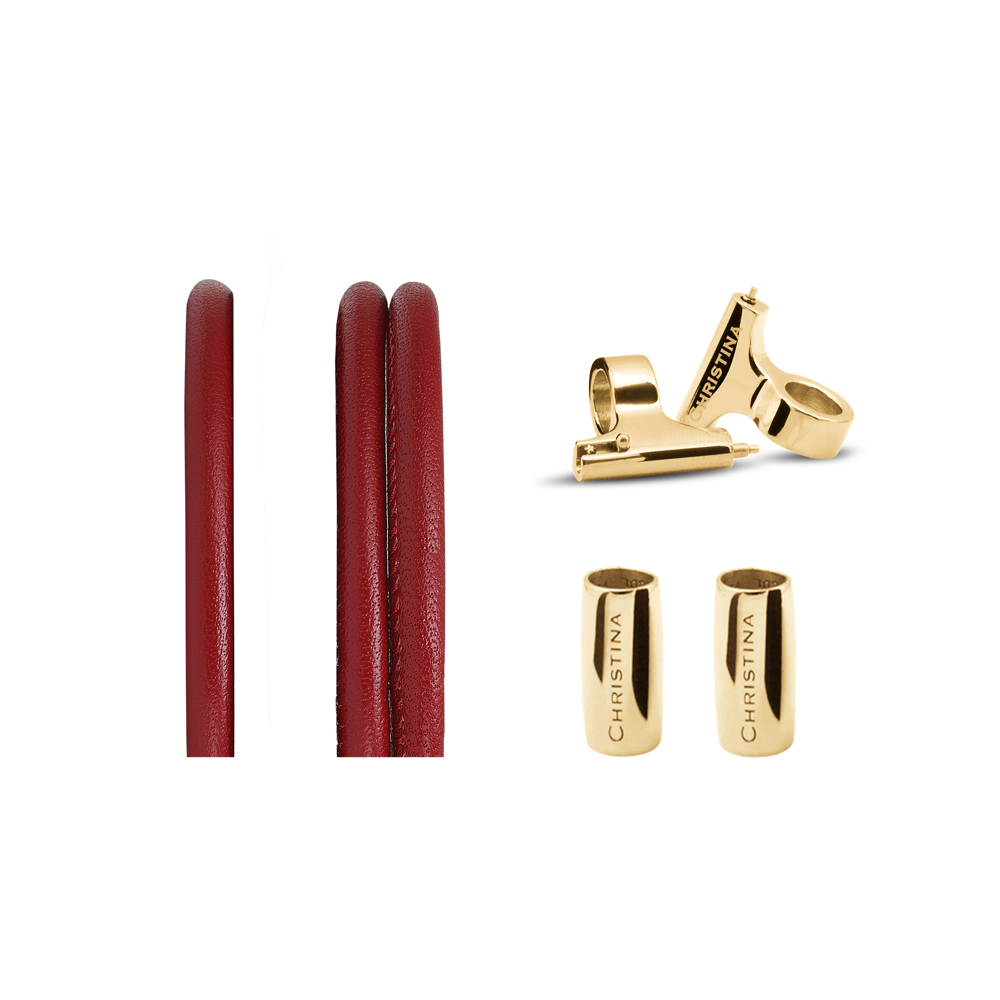 Slim Leather set for Watch - Red - CHRISTINA