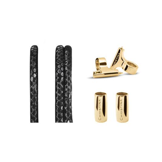 Slim Leather set for Watch - Silver Black - CHRISTINA