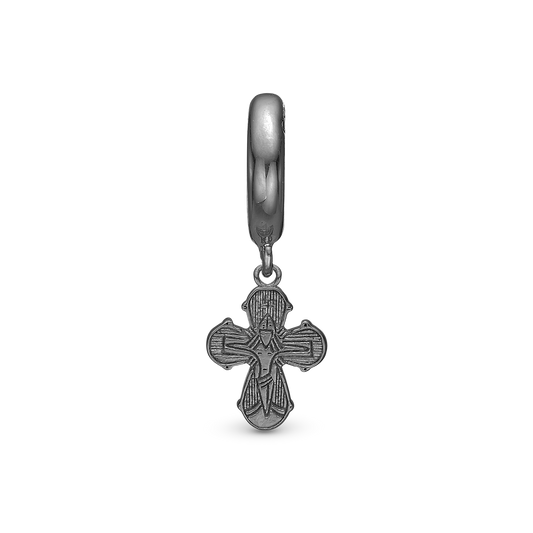 Dagmar Cross Drop Earring Charm 6 mm for Bracelet - Polished Ruthenium Plated