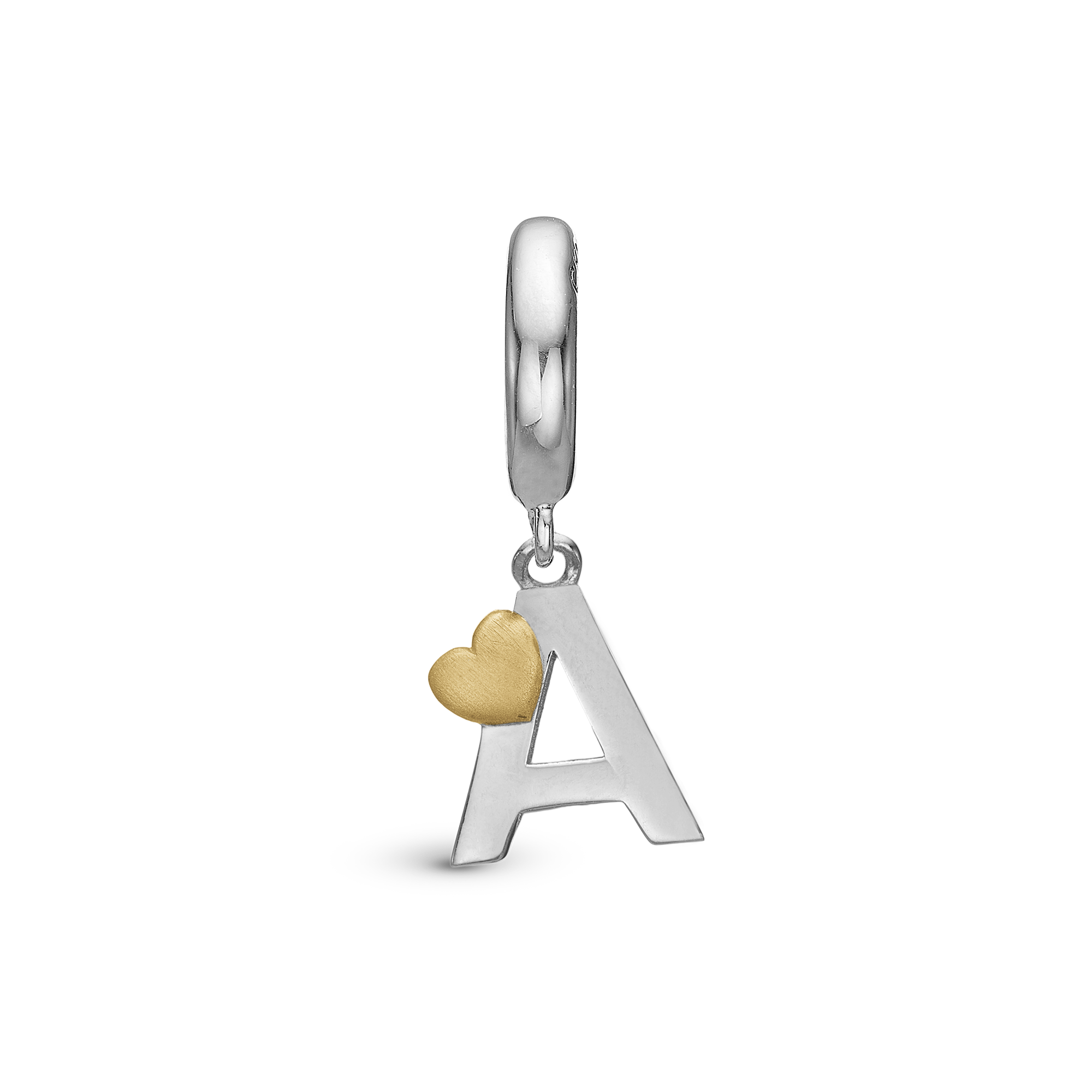 Letter A Drop Charm 6 mm for Leather Bracelet - Polished Bicolor