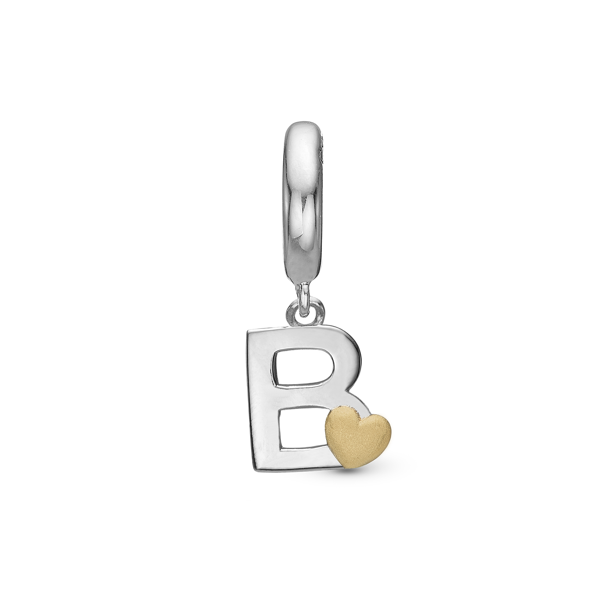 Letter B Drop Charm 6 mm for Leather Bracelet - Polished Bicolor