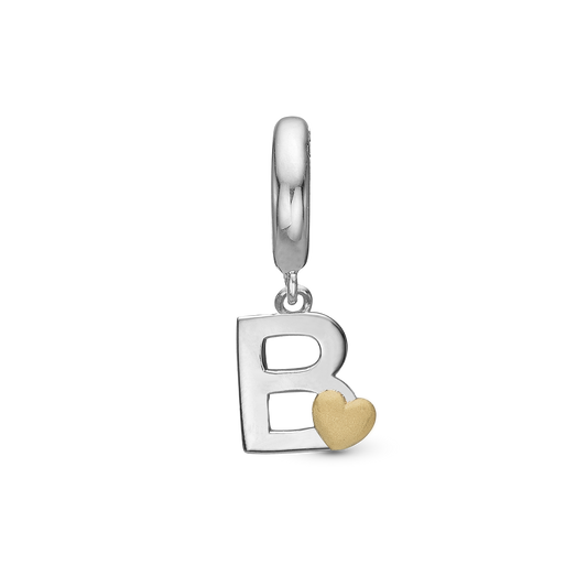 Letter B Drop Earring Charm 6 mm for Bracelet - Polished Bicolor