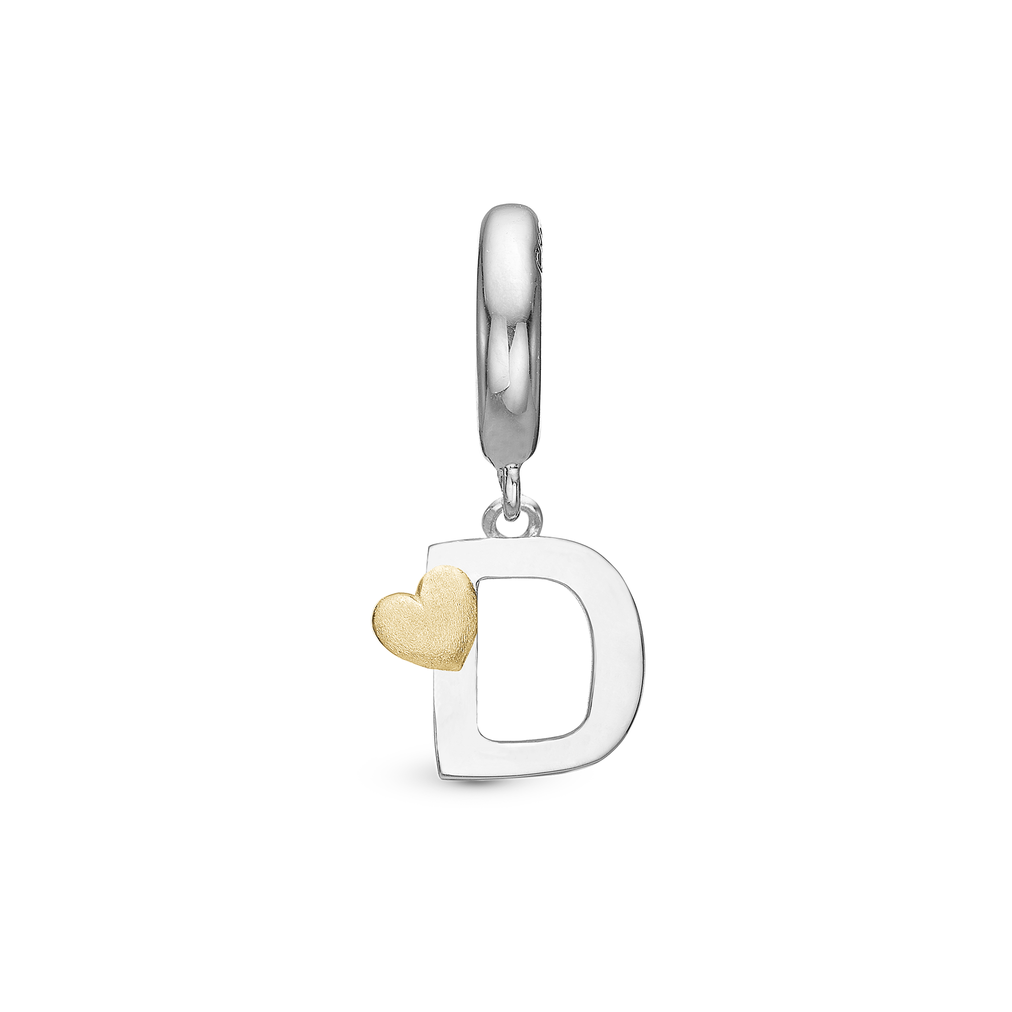 Letter D Drop Charm 6 mm for Leather Bracelet - Polished Bicolor