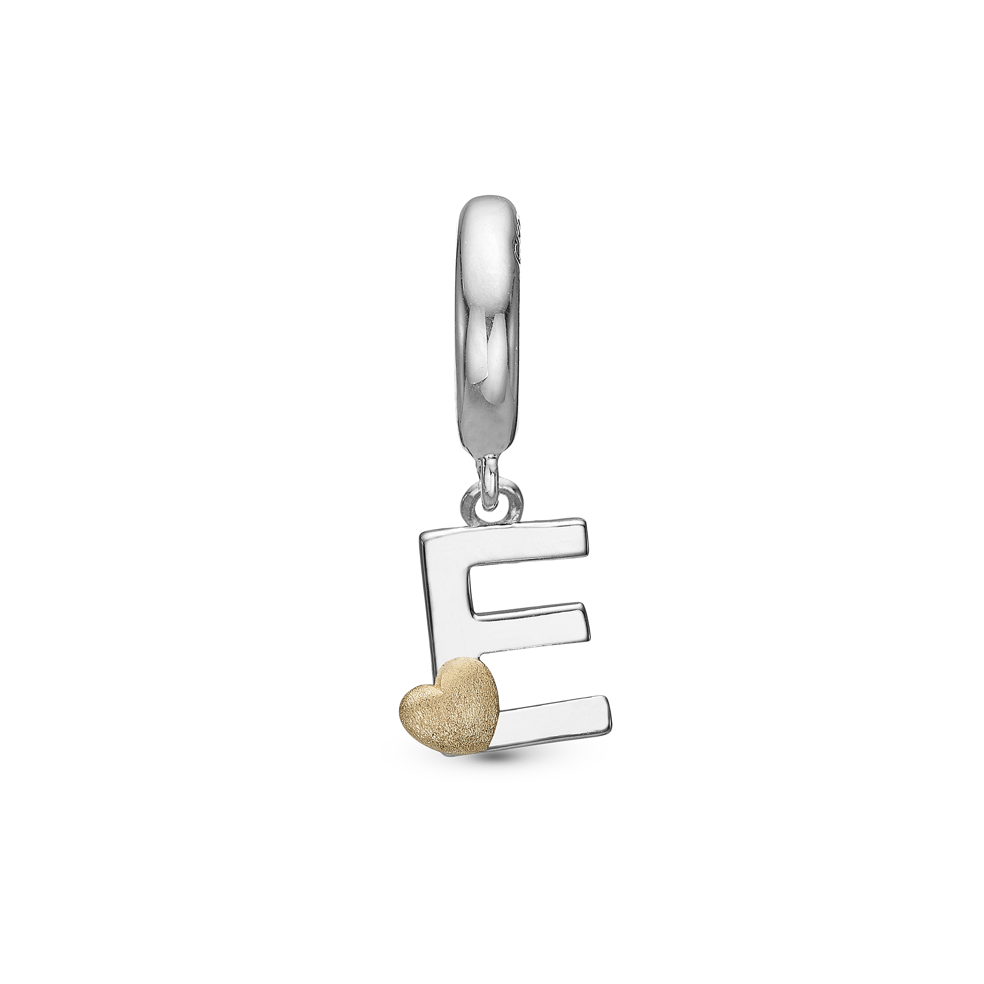 Letter E Drop Charm 6 mm for Leather Bracelet - Polished Bicolor