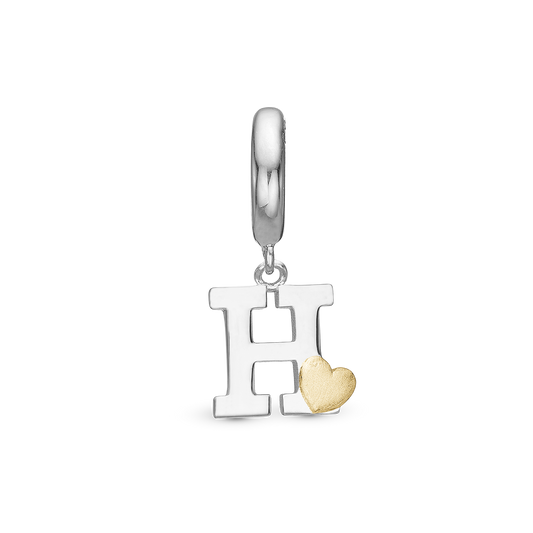 Letter H Drop Earring Charm 6 mm for Bracelet - Polished Bicolor