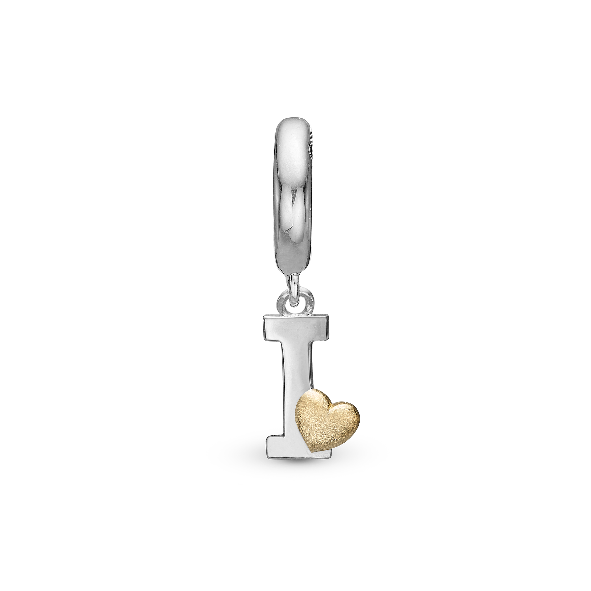 Letter in Drop Charm 6 mm for Leather Bracelet - Polished Bicolor