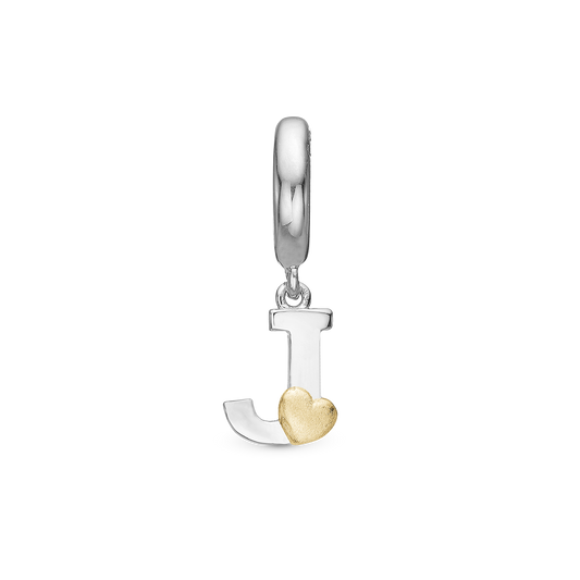 Letter J Drop Earring Charm 6 mm for Bracelet - Polished Bicolor