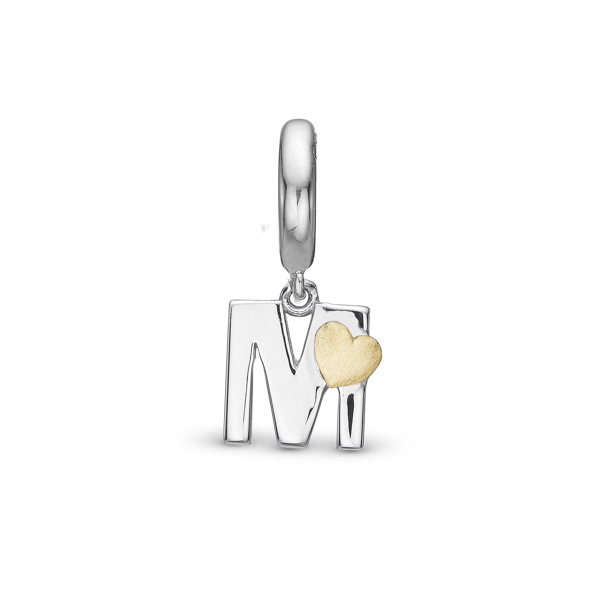 Letter M Drop Charm 6 mm for Leather Bracelet - Polished Bicolor
