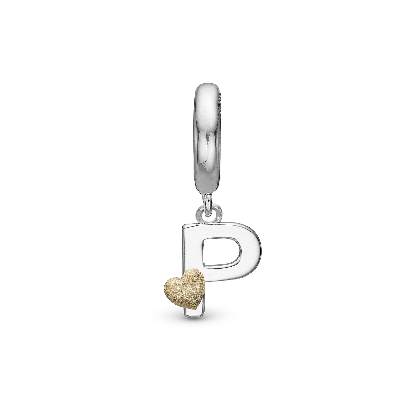 Letter P Drop Earring Charm 6 mm for Bracelet - Polished Bicolor