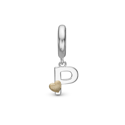 Letter P Drop Earring Charm 6 mm for Bracelet - Polished Bicolor