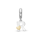 Letter R Drop Earring Charm 6 mm for Bracelet - Polished Bicolor