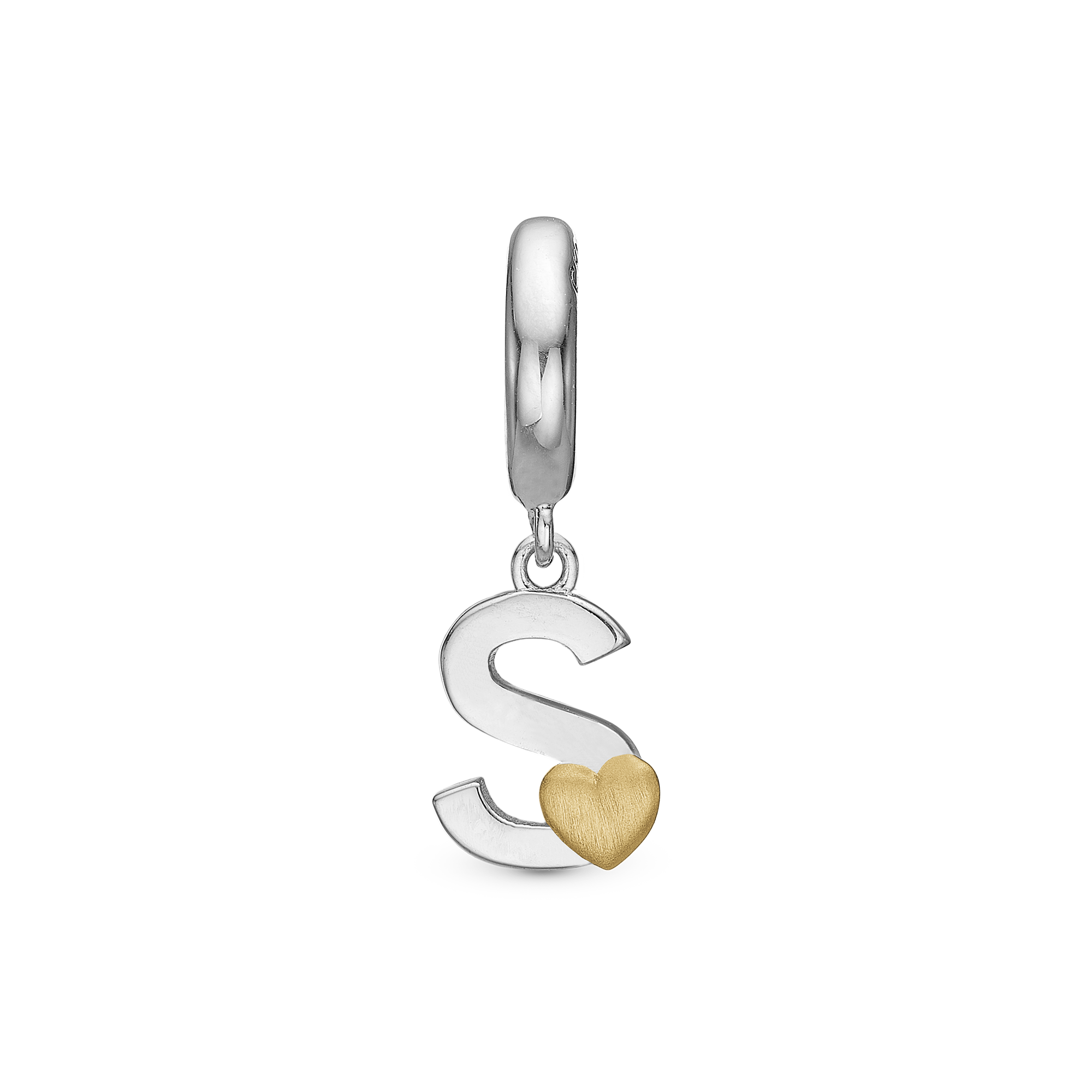 Letter S Drop Charm 6 mm for Leather Bracelet - Polished Bicolor