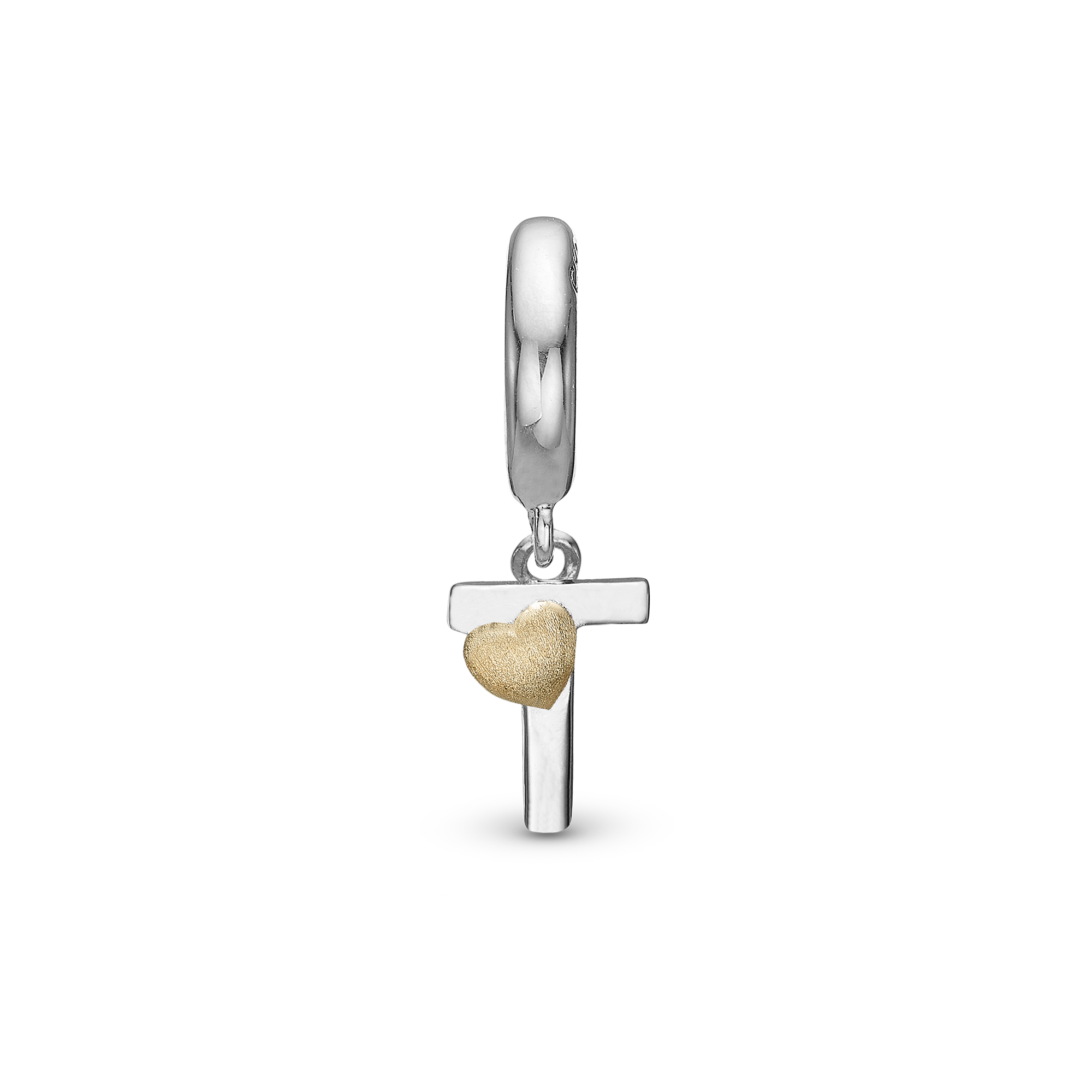 Letter T Drop Charm 6 mm for Leather Bracelet - Polished Bicolor