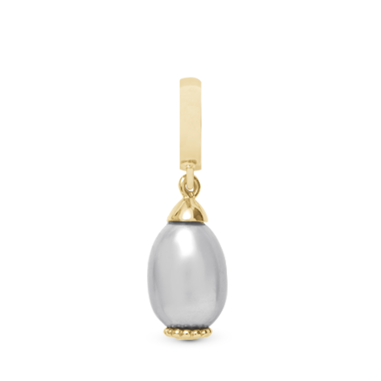 Grey Pearl Drop Earring Charm 6 mm for Bracelet - Gold Plated Sterling Silver