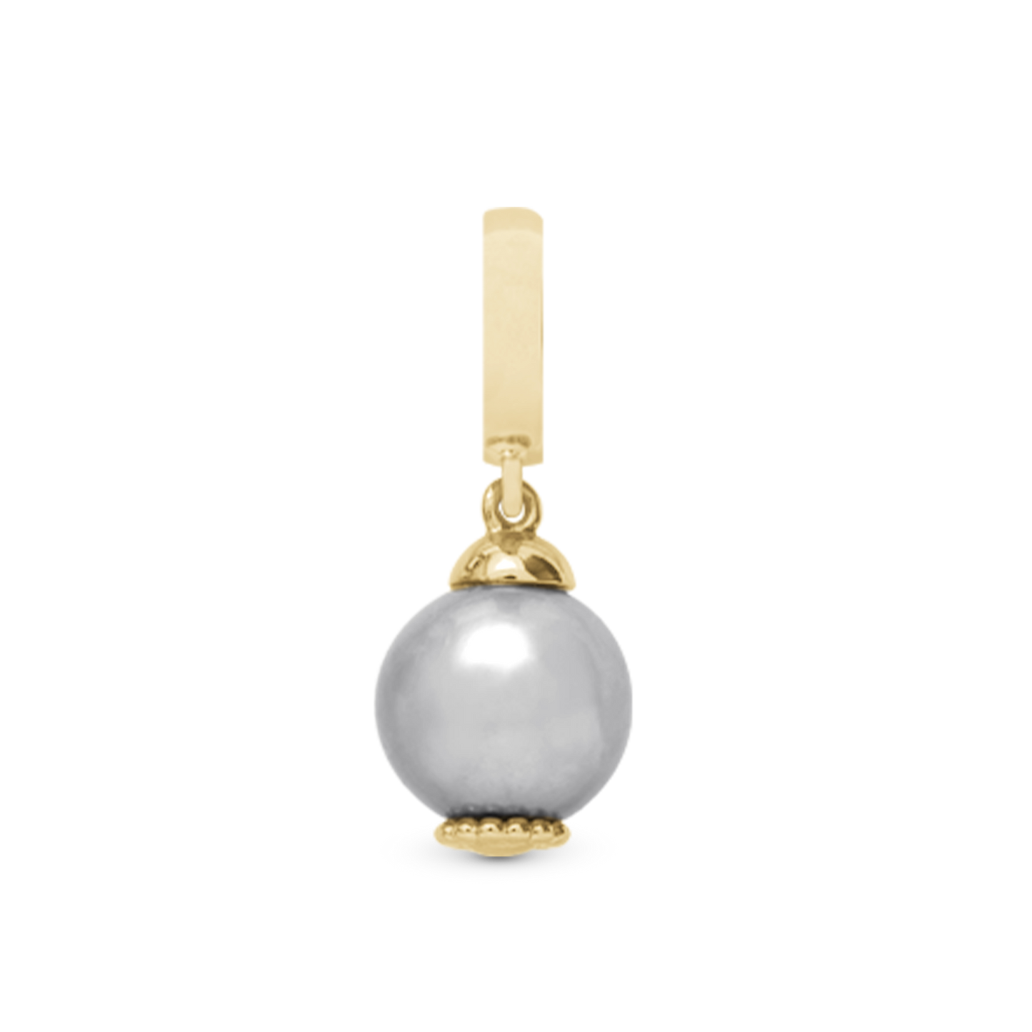 Grey Pearl Dream Drop Earring Charm 6 mm for Bracelet - Gold Plated Sterling Silver