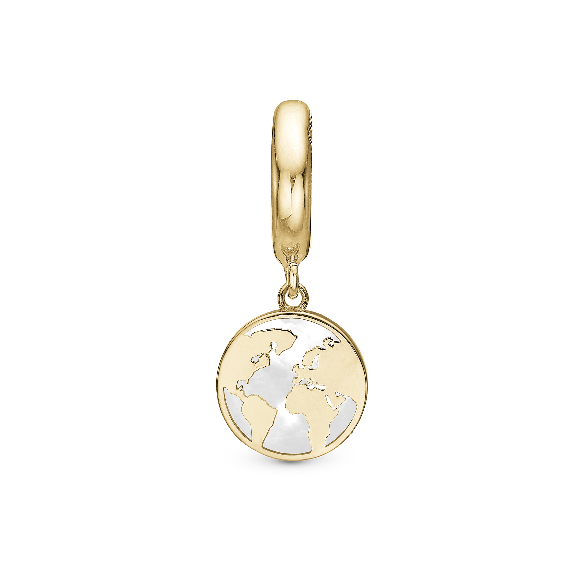 The World perleMum Drop Charm 6 mm for Leather Bracelet - Polished Gold Plated Sterling Silver