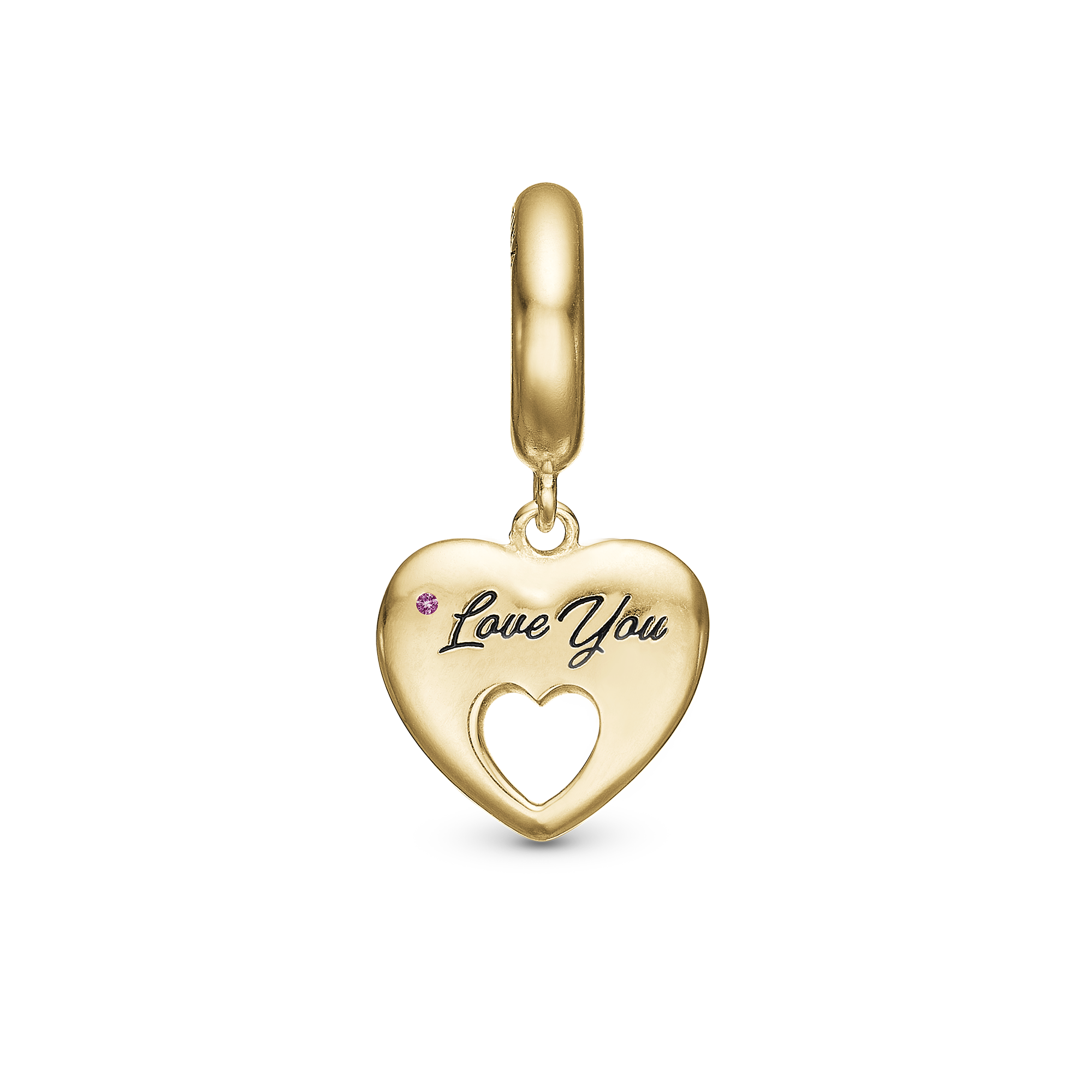 Mother Hænger Charm 6 mm Til Armbånd - Blankpoleret Forgyldt Sterling Sølv m. 1 Turmalin