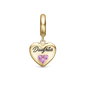 Daughter Hænger Charm 6 mm Til Armbånd - Blankpoleret Forgyldt Sterling Sølv m. 1 Turmalin