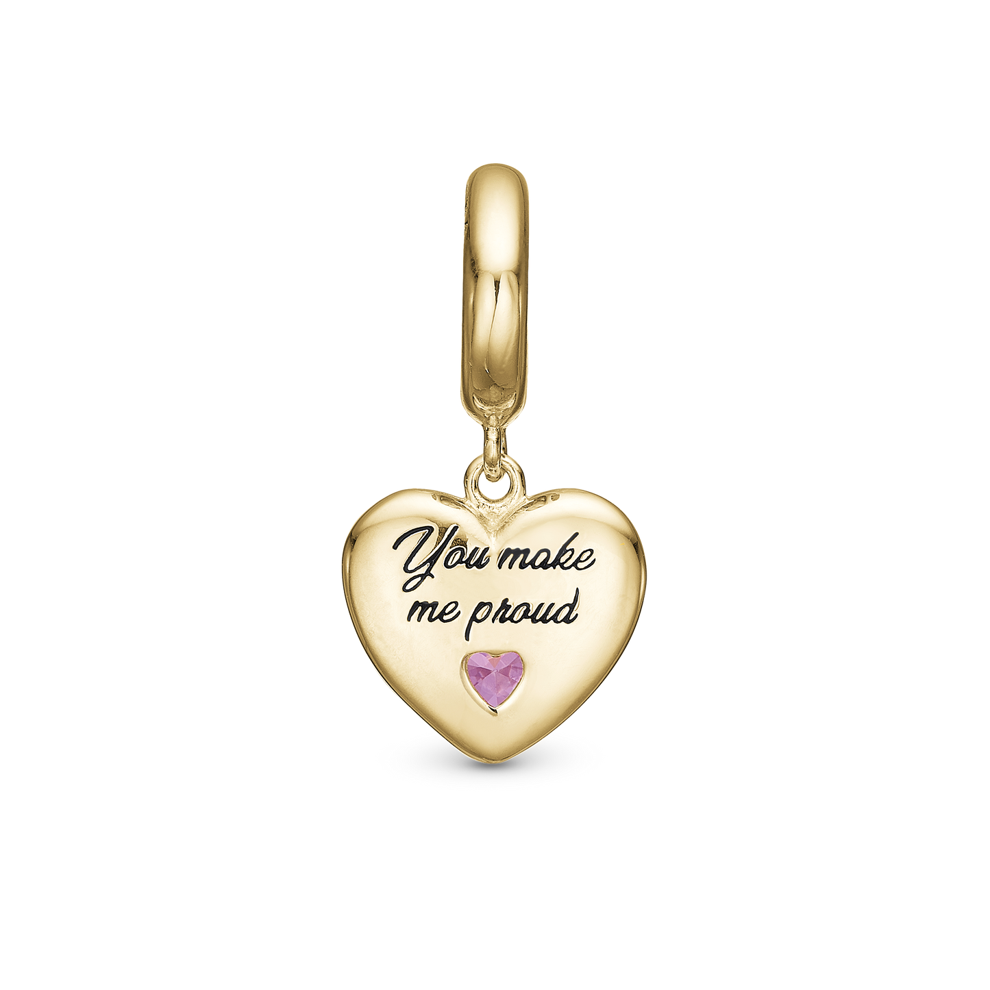 Daughter Hænger Charm 6 mm Til Armbånd - Blankpoleret Forgyldt Sterling Sølv m. 1 Turmalin