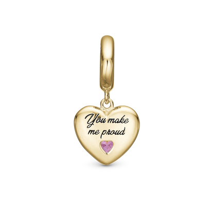 Daughter Hænger Charm 6 mm Til Armbånd - Blankpoleret Forgyldt Sterling Sølv m. 1 Turmalin