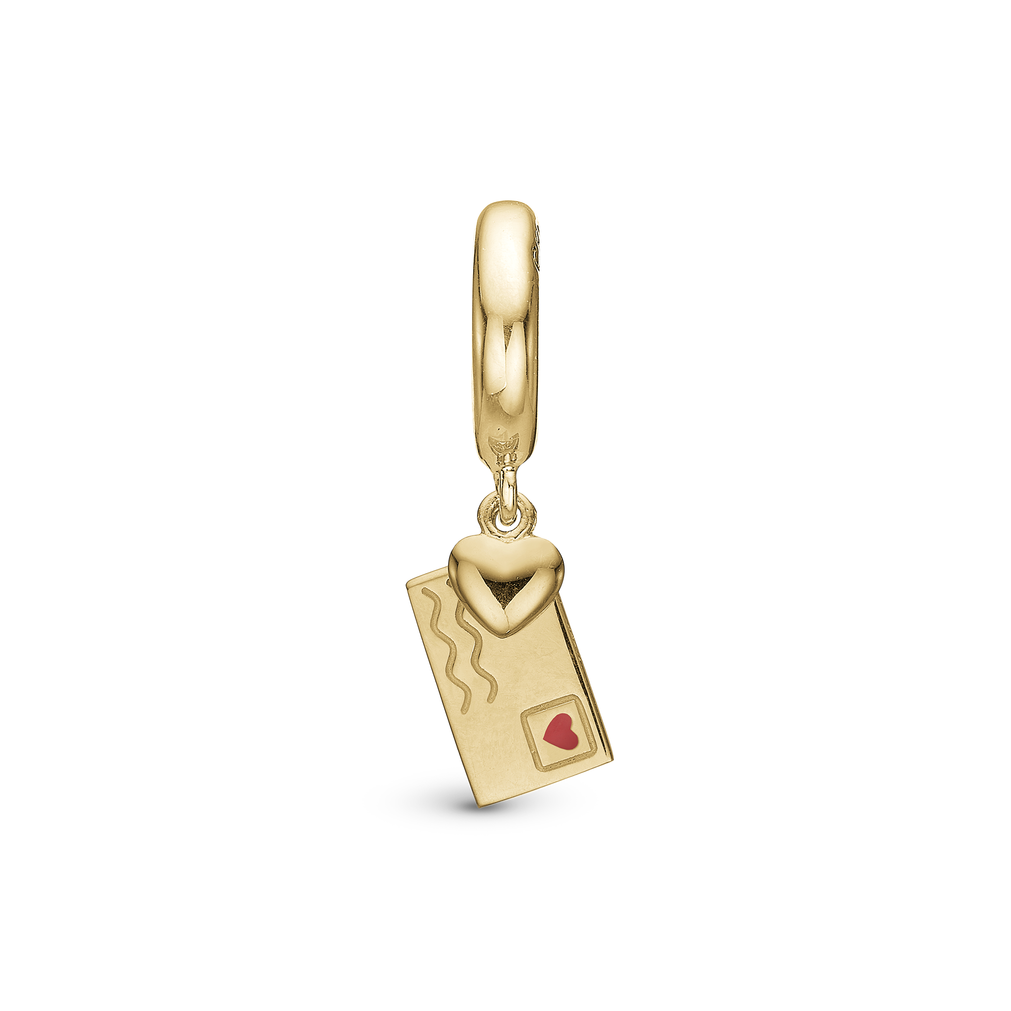 Love Letter Drop Charm 6 mm for Leather Bracelet - Polished Gold Plated Sterling Silver