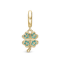 Lucky Clover Hænger Charm 6 mm Til Armbånd - Forgyldt Sterling Sølv m. 20 Grønne Cubic Zirkonia