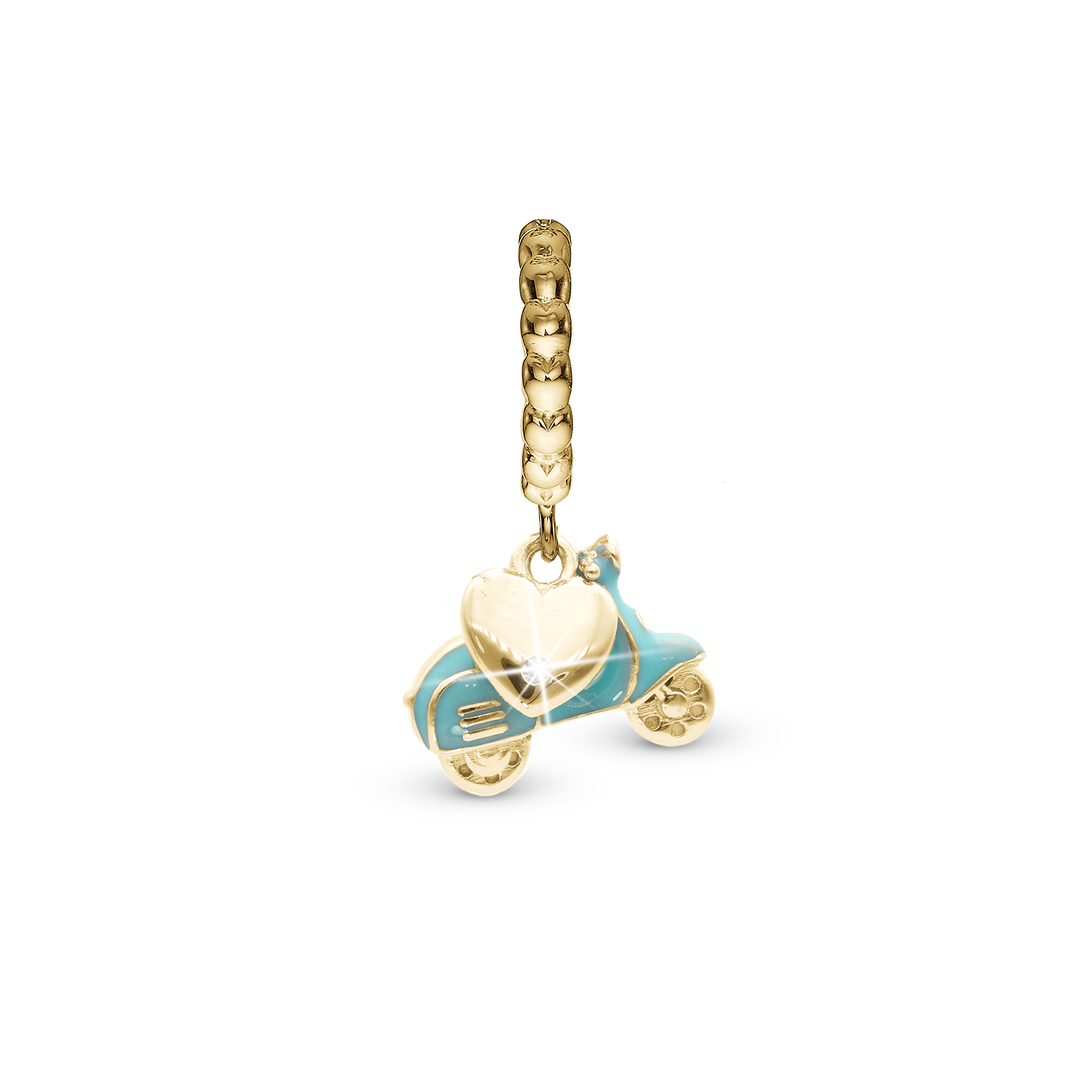 Dolce Vita Hænger Charm 6 mm Til Armbånd - Blankpoleret Forgyldt Sterling Sølv m. 1 Cubic Zirkonia