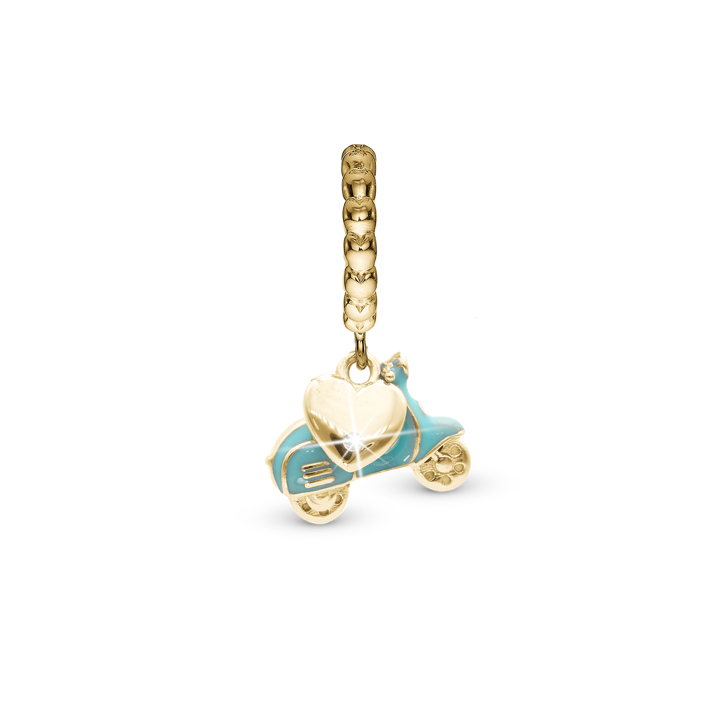 Dolce Vita Hænger Charm 6 mm Til Armbånd - Blankpoleret Forgyldt Sterling Sølv m. 1 Cubic Zirkonia