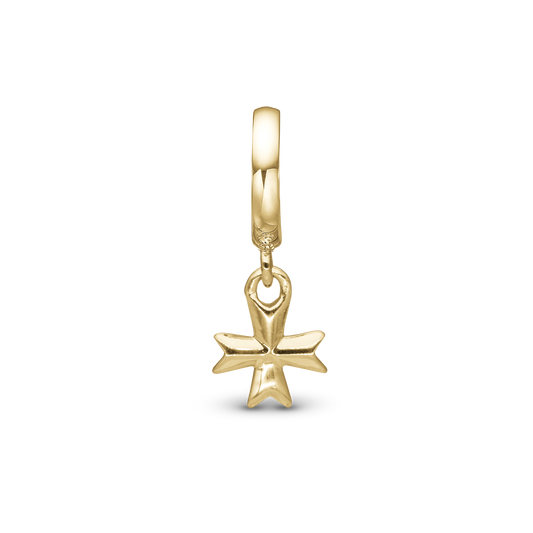 Maltese Cross Solid Dangle Charm 6 mm for Bracelet – Gold-Plated Sterling Silver