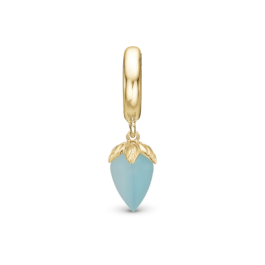 Blue Chalcedony charm forgyldt Charms til læderarmbånd - CHRISTINA