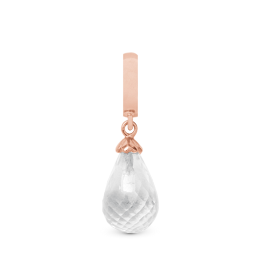 Crystal Quartz Drop Earring Charm 6 mm for Bracelet - Rose Gold Plated with 1 Krystalkvarts