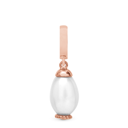 Pearl Drop White Hænger Charm 6 mm Til Armbånd - Rosaforgyldt m. 1 Ferskvandsperle