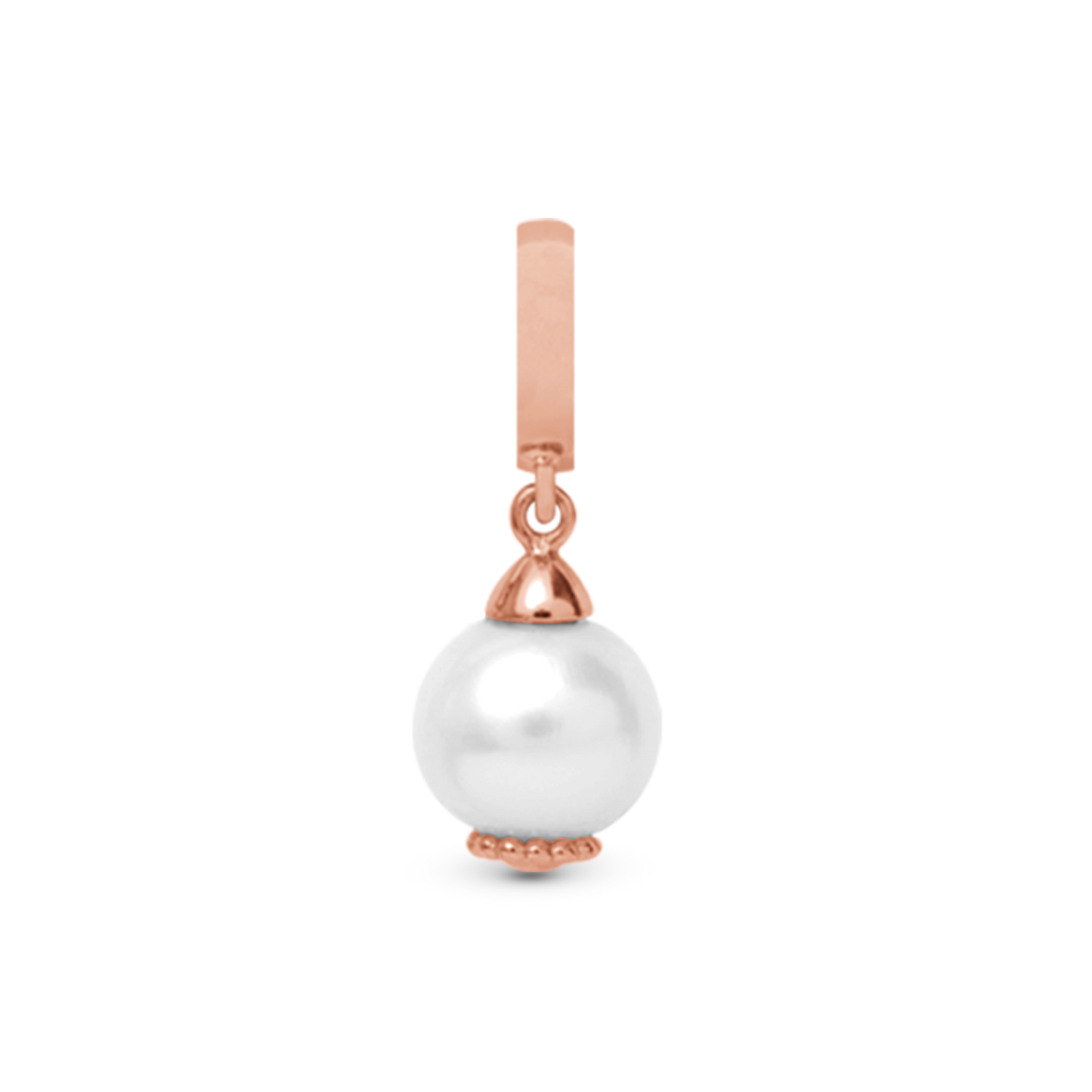 Pearl Dream White Dangle Charm 6 mm for Bracelet – Polished Rose Gold-Plated with 1 Freshwater Pearl