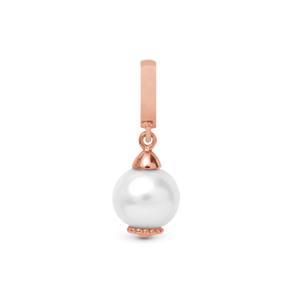Pearl Dream White Dangle Charm 6 mm for Bracelet – Polished Rose Gold-Plated with 1 Freshwater Pearl