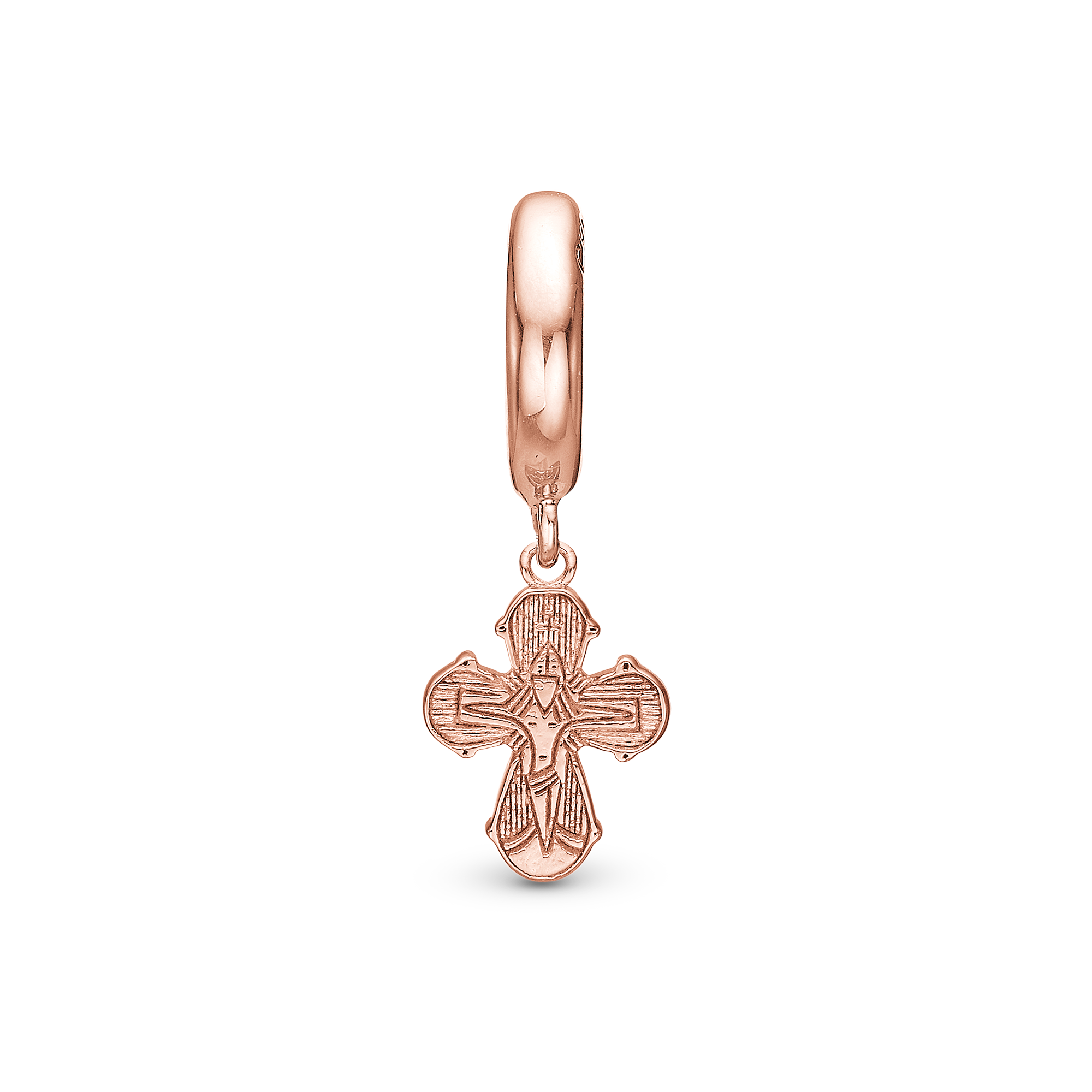 Dagmar Cross Drop Charm 6 mm for Leather Bracelet - Polished Rose Gold Plated