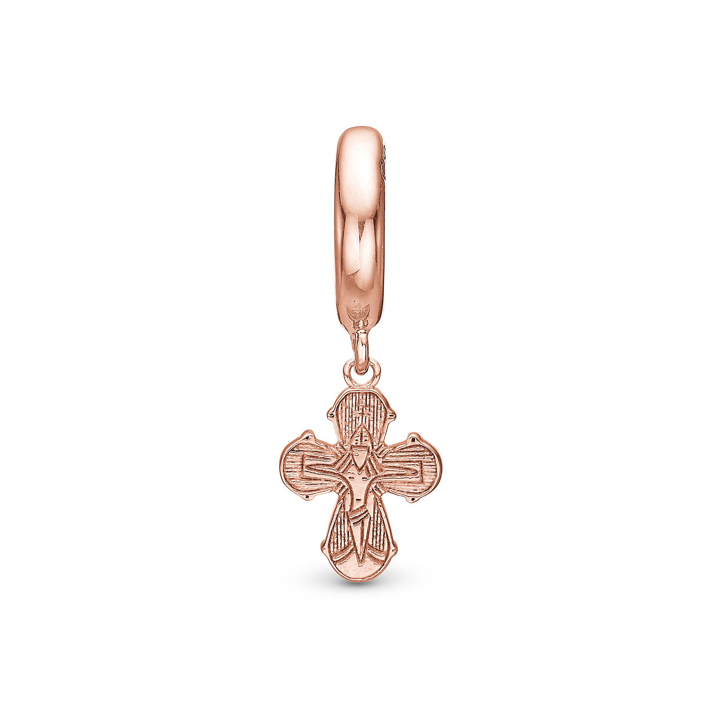 Dagmar Cross Drop Earring Charm 6 mm for Bracelet - Polished Rose Gold Plated