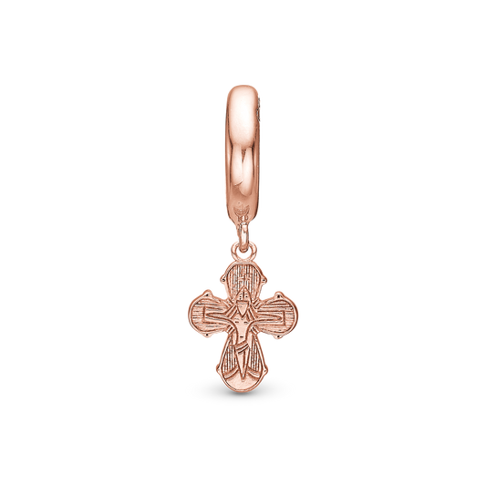 Dagmar Cross Drop Earring Charm 6 mm for Bracelet - Polished Rose Gold Plated
