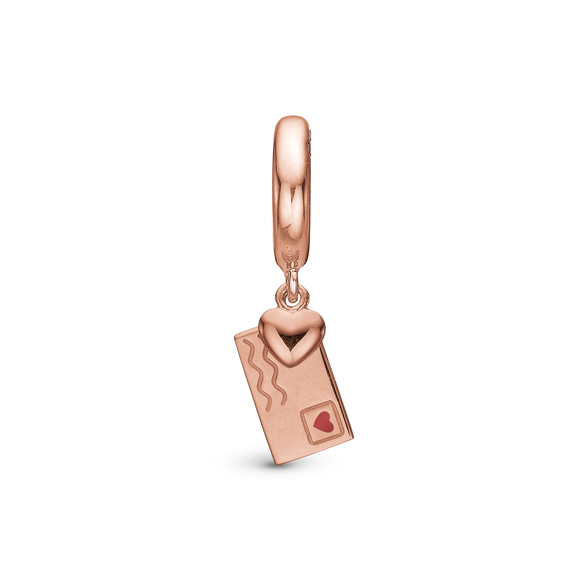 Love Letter Drop Charm 6 mm for Leather Bracelet - Polished Rose Gold Plated