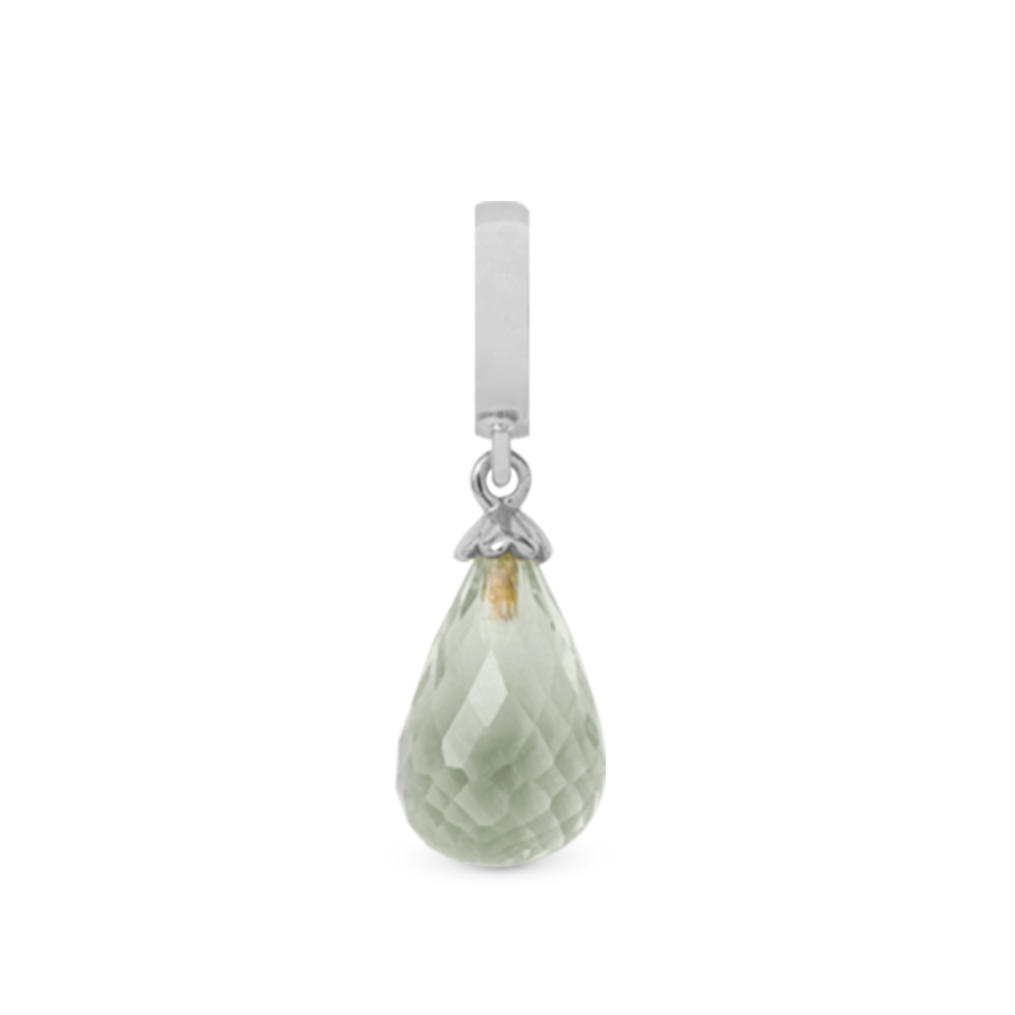 Green Amethyst Drop Earring Charm 6 mm for Bracelet - Polished Sterling Silver with 1 Ametyst